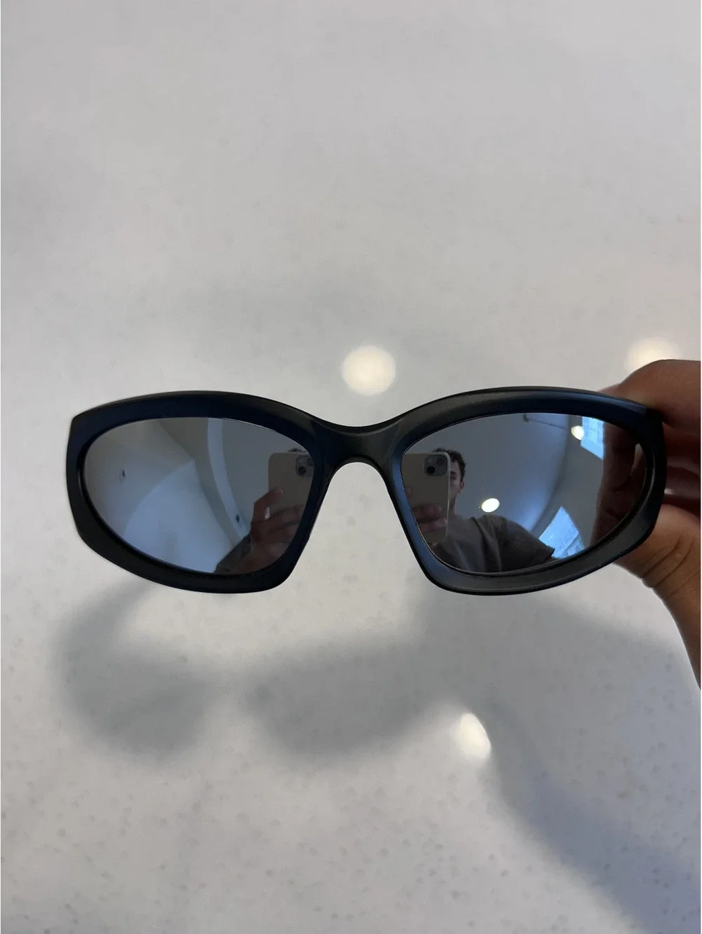 Black Wrap Sunglasses with Mirrored Lenses